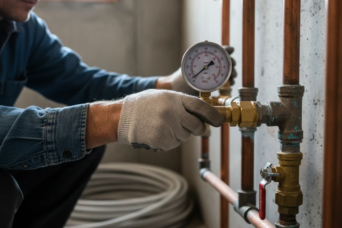 Pressure testing a repaired line during Water Line Repair in Bradleyville